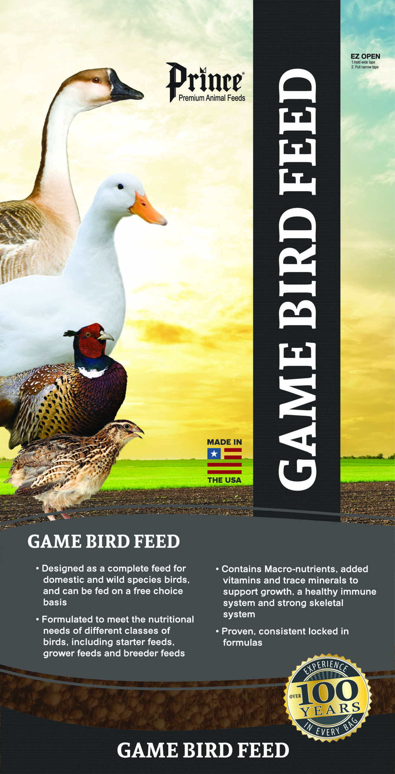 Prince Premium Game Bird Feed Packaging